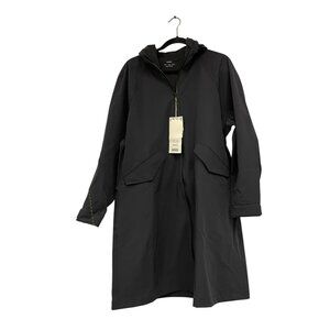 Oysho Womens Hooded Jacket M Raincoat Black Windproof Water Resistant NWT